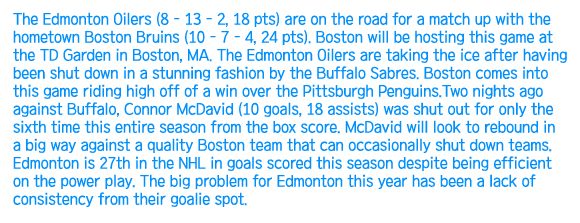 11월27일 NHL분석 보스턴 VS 에드먼턴