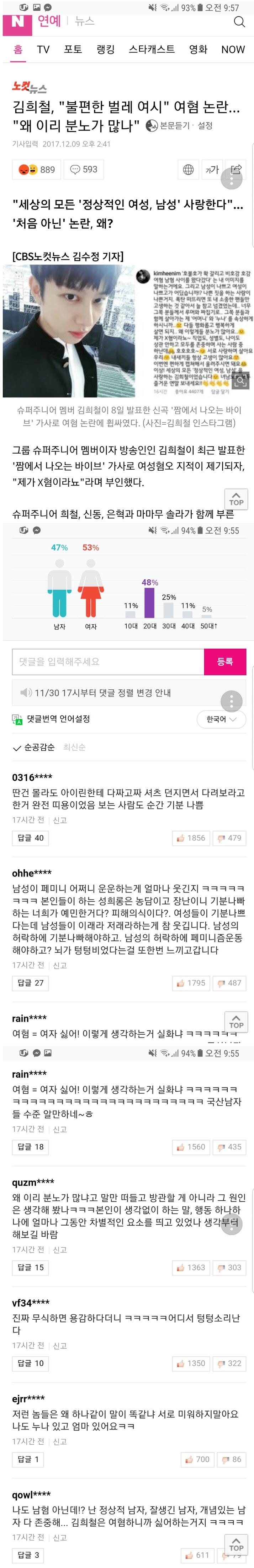 김희철에 대한 댓글