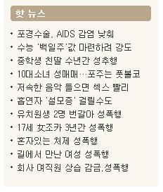 진짜 변태들만 살고있나..대한민국 뉴스포털의 핫뉴스 목록