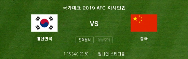 1월16일 아시안컵 대한민국 vs 중국 코너킥의 분석픽