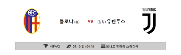 1월13일 FA컵 볼로냐 vs 유벤투스 코너킥의 분석픽