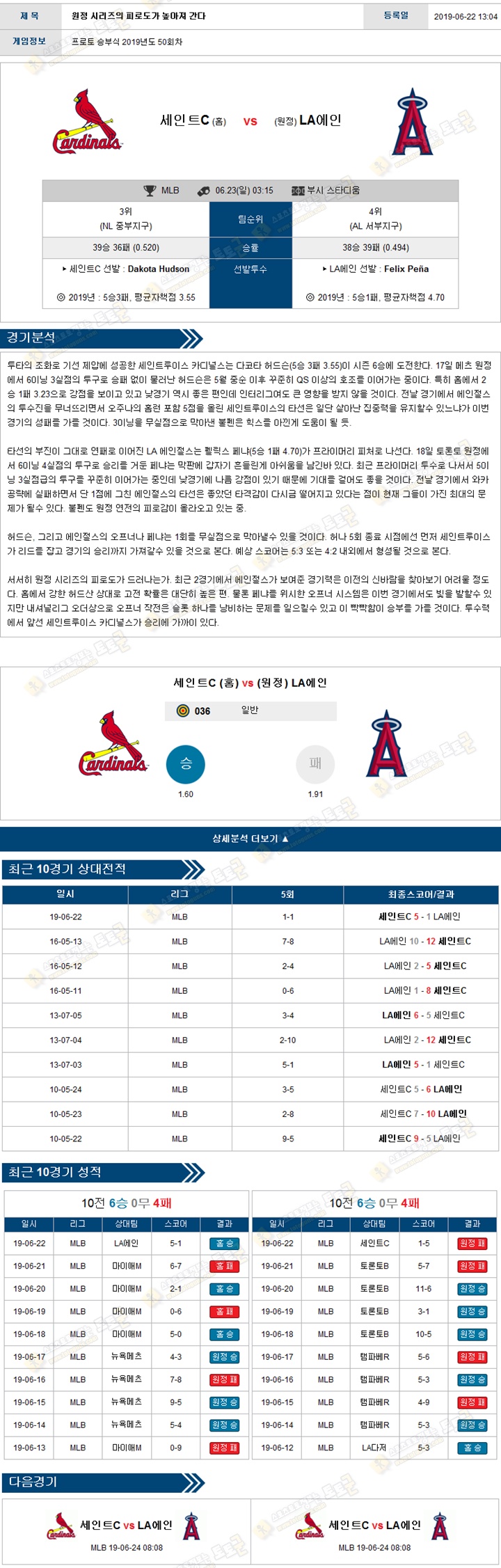 믈브분석 MLB 6월 23일 15경기 토토군 분석