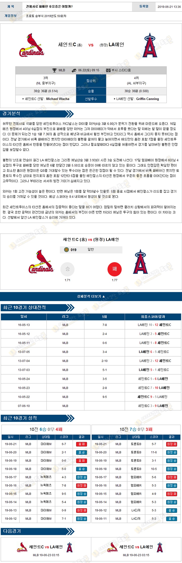 믈브분석 MLB 6월 22일 15경기 토토군 분석