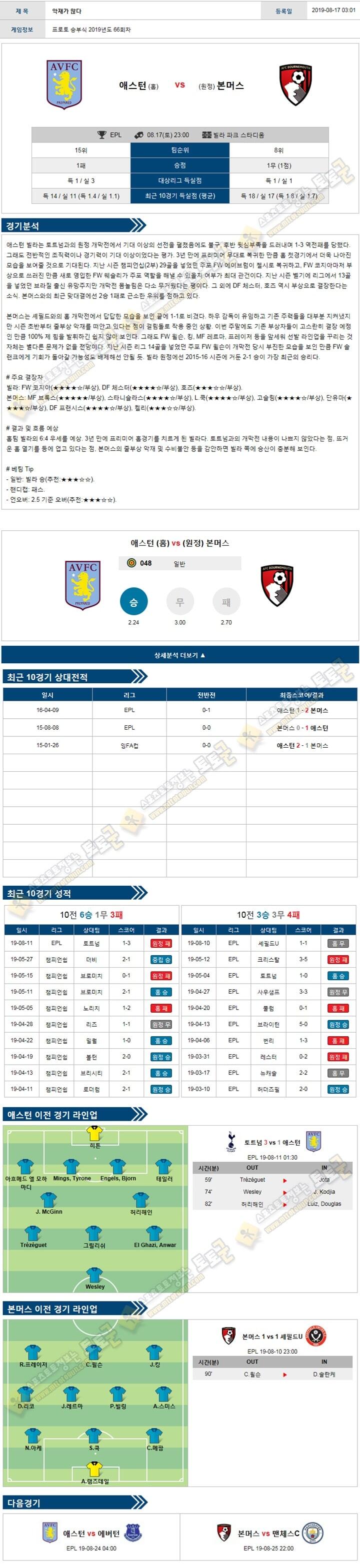 축구분석 프리미어리그 8월 17-18일 7경기 토토군 분석 축구분석 프리미어리그 8월 17-18일 7경기 토토군 분석