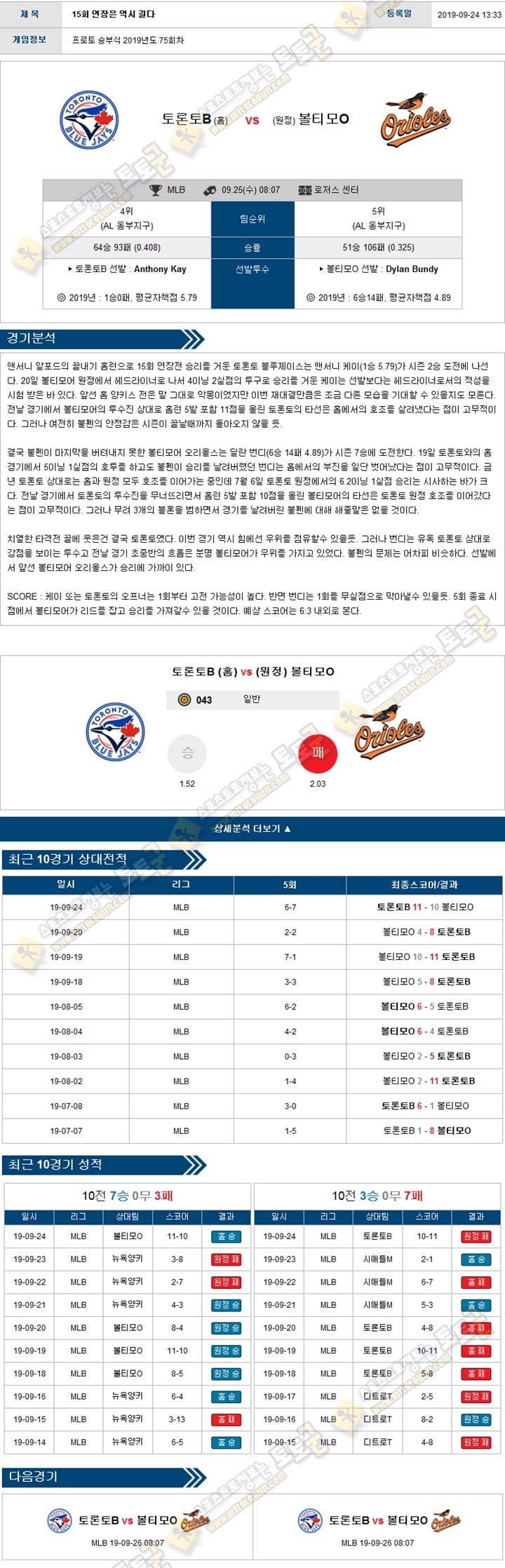 믈브분석 MLB 9월 25일 15경기 토토군 분석