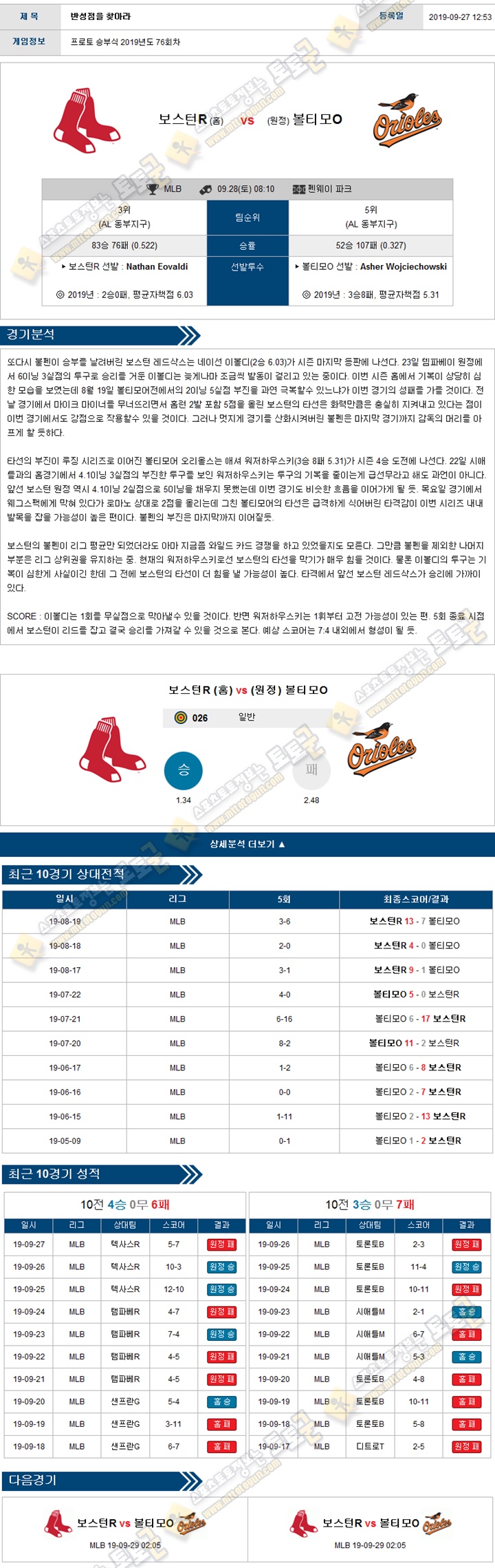 믈브분석 MLB 9월 28일 14경기 토토군 분석