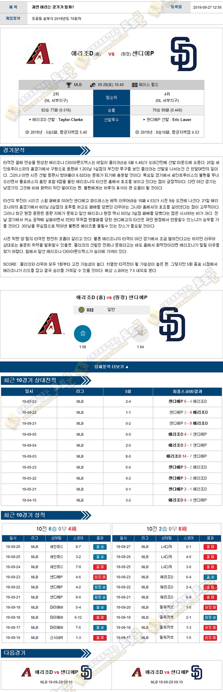 믈브분석 MLB 9월 28일 14경기 토토군 분석