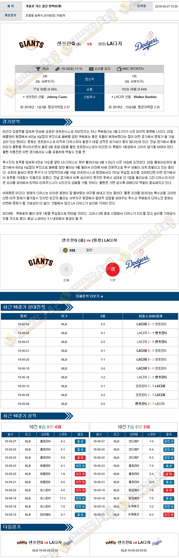 믈브분석 MLB 9월 28일 14경기 토토군 분석