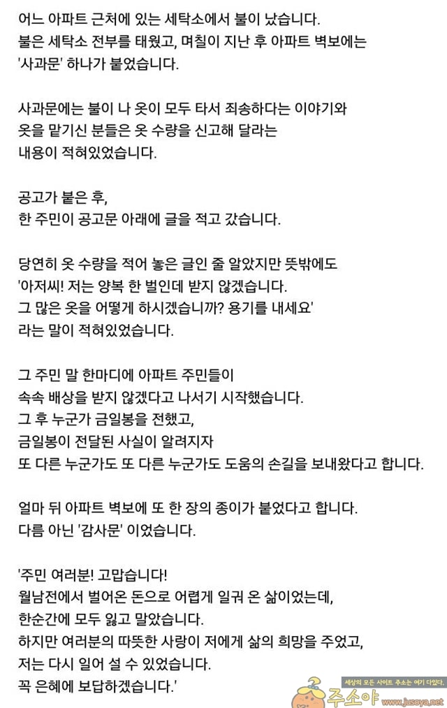 주소야 유머 어느 세탁소의 사과문