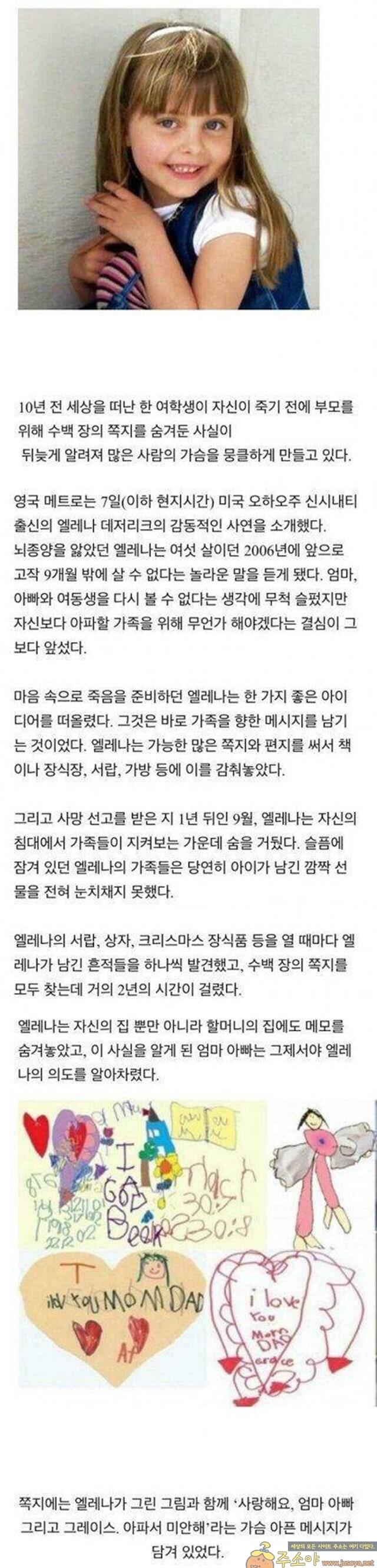 주소야 유머 죽기전 수백장의 쪽지를 숨겨둔 아이