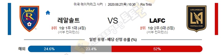 분석픽 8월 27일 MLS 6경기 토토군 분석