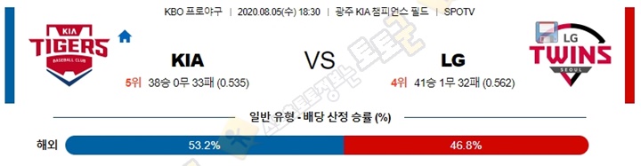 분석픽 8월 5일 KBO 5경기 토토군 분석