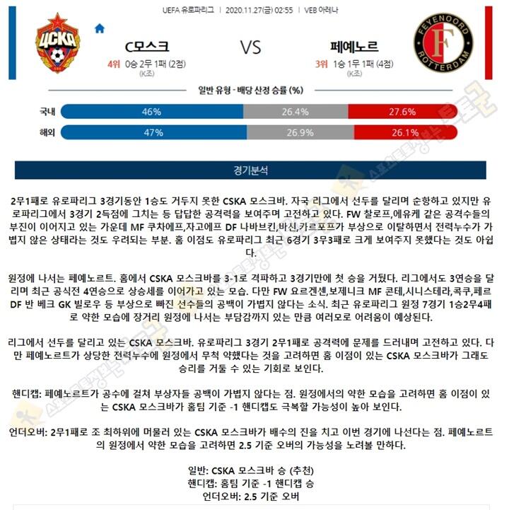 분석픽 11월 27일 UEL 24경기 토토군 분석