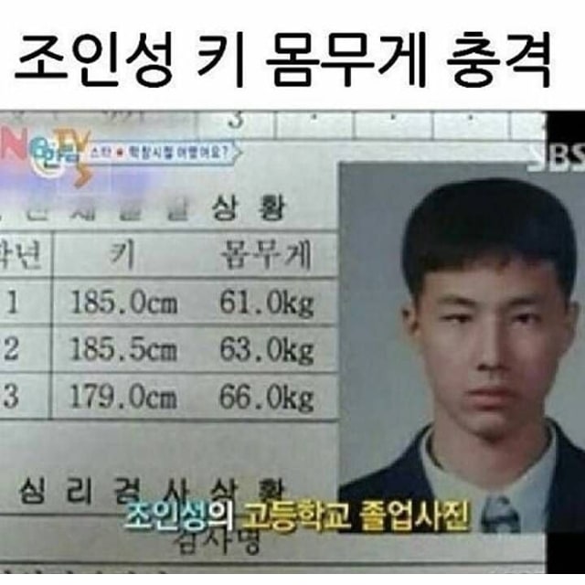 주소야 유머 조인성 키 몸무게 충격