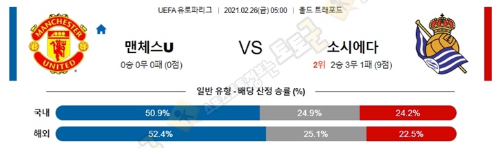 분석픽 2월 26일 UEL 유로파리그 15경기 토토군 분석