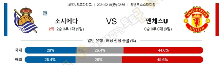 분석픽 02월 19일 UEL 유로파리그 16경기 토토군 분석