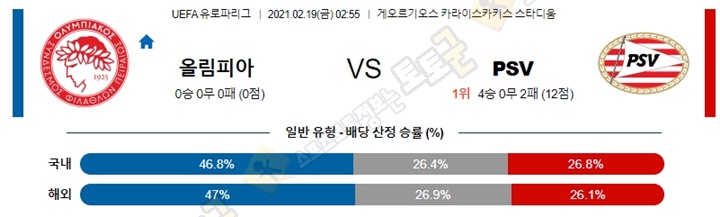 분석픽 02월 19일 UEL 유로파리그 16경기 토토군 분석