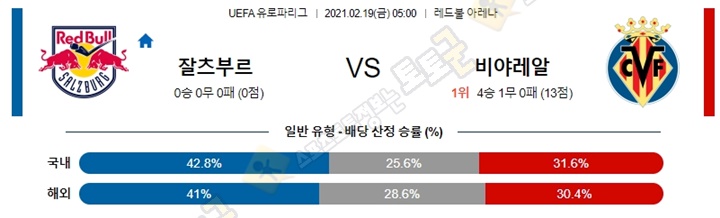 분석픽 02월 19일 UEL 유로파리그 16경기 토토군 분석