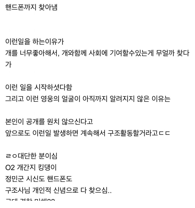 한강실종사건 민간구조사의 활약