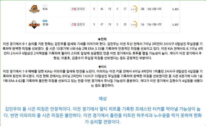 6월 02일 KBO 5경기 분석