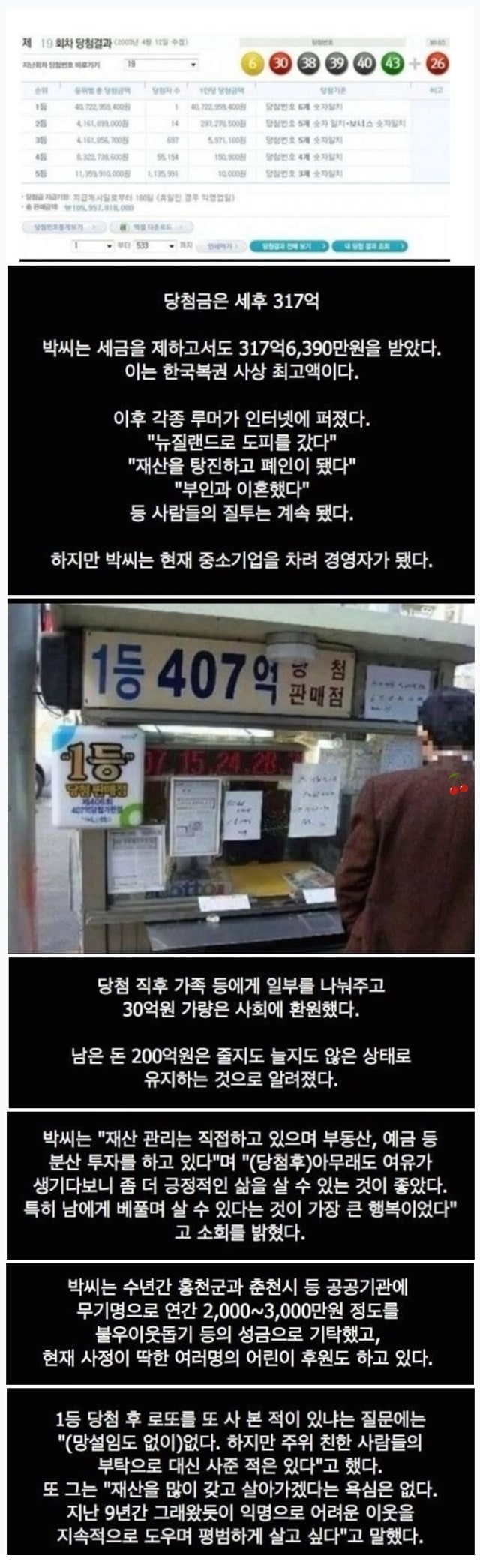 역대 최고액 로또 당첨자 이야기