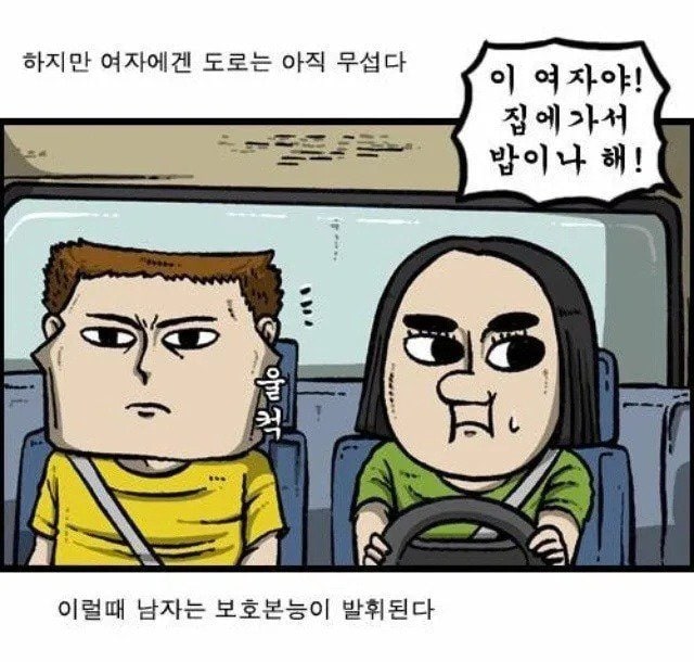 여자친구가 운전하는데 욕먹는 만화