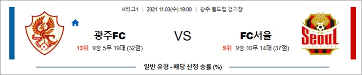 11월 03일 K리그1 3경기 분석픽