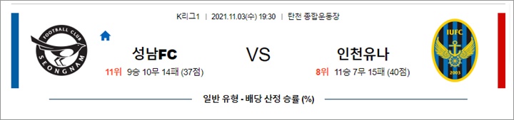 11월 03일 K리그1 3경기 분석픽