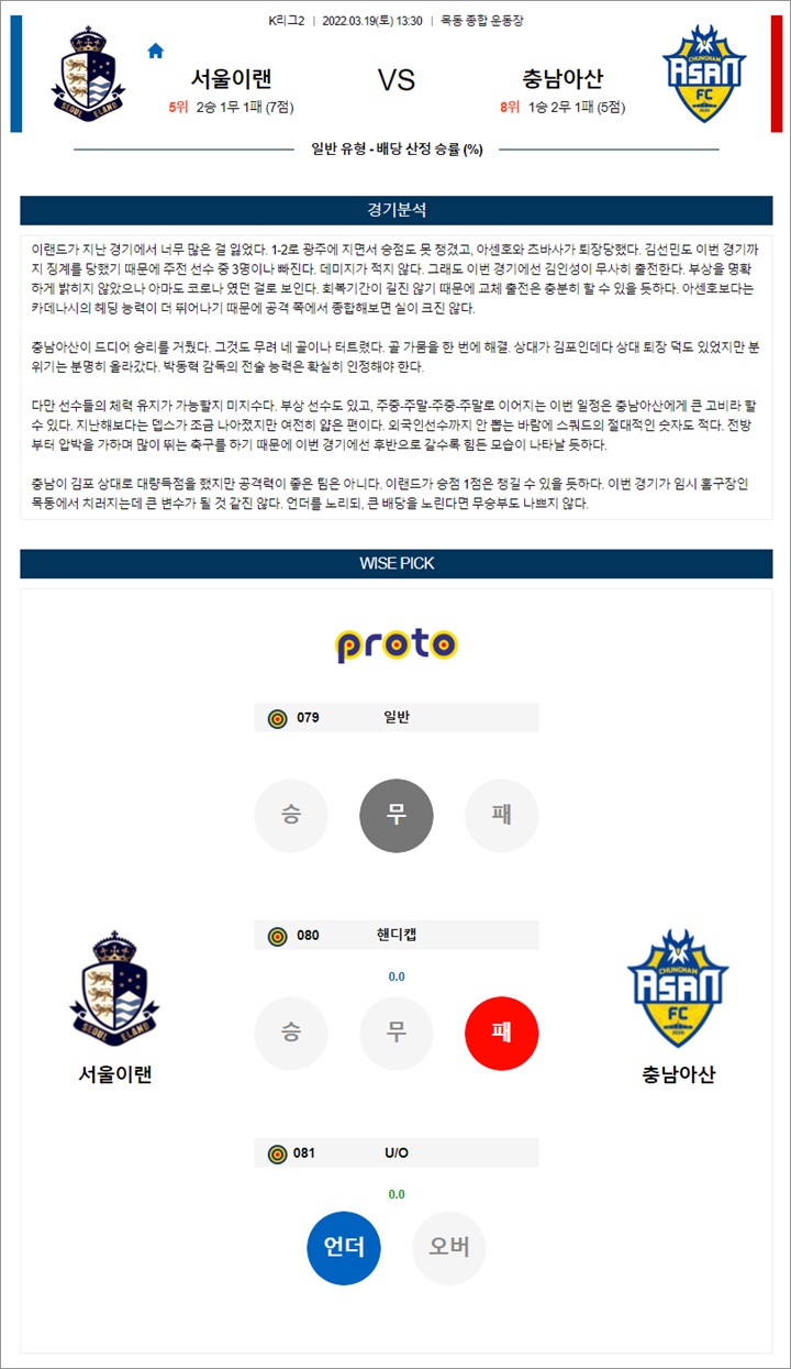 3월 19일 K리그2 2경기 분석
