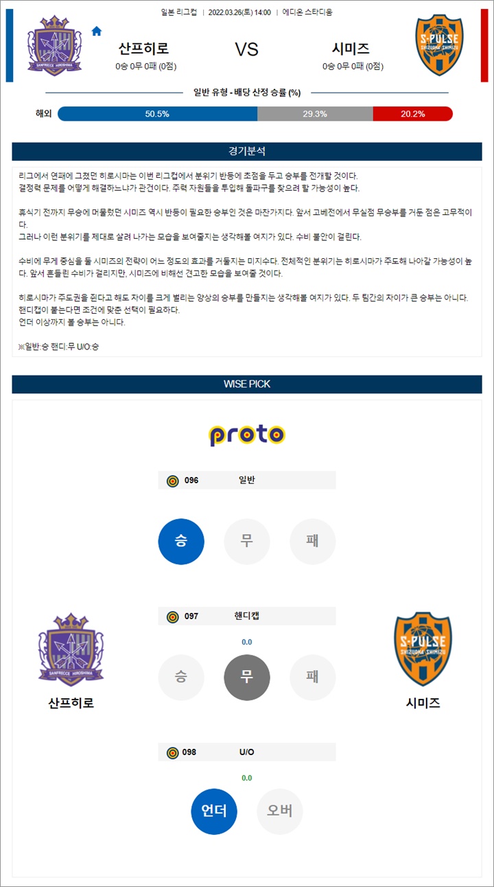3월 26일 일리그컵 6경기 분석픽