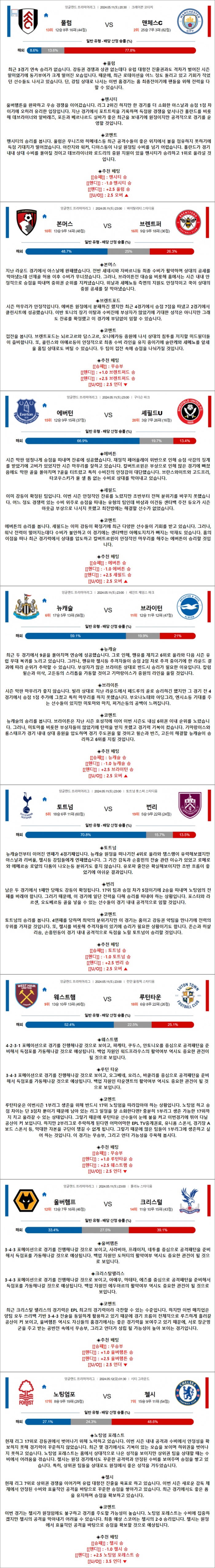 5월 11-12일 EPL 8경기