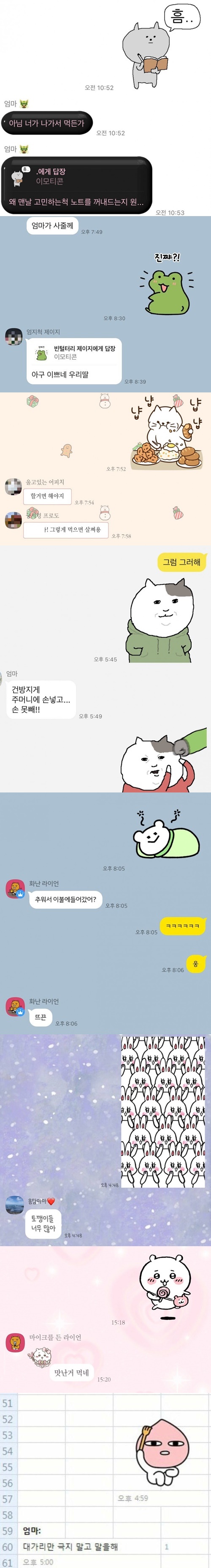 엄마는 이모티콘을 나라고 생각하는듯