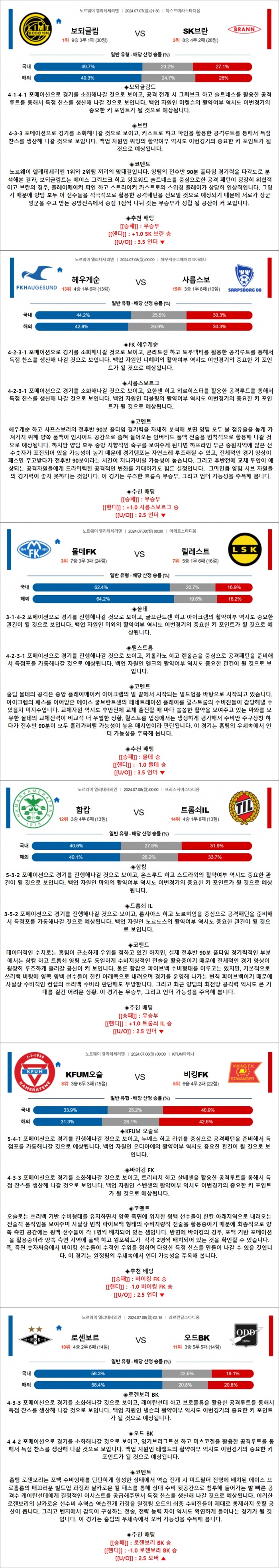 7월 07-08일 엘리테세 6경기