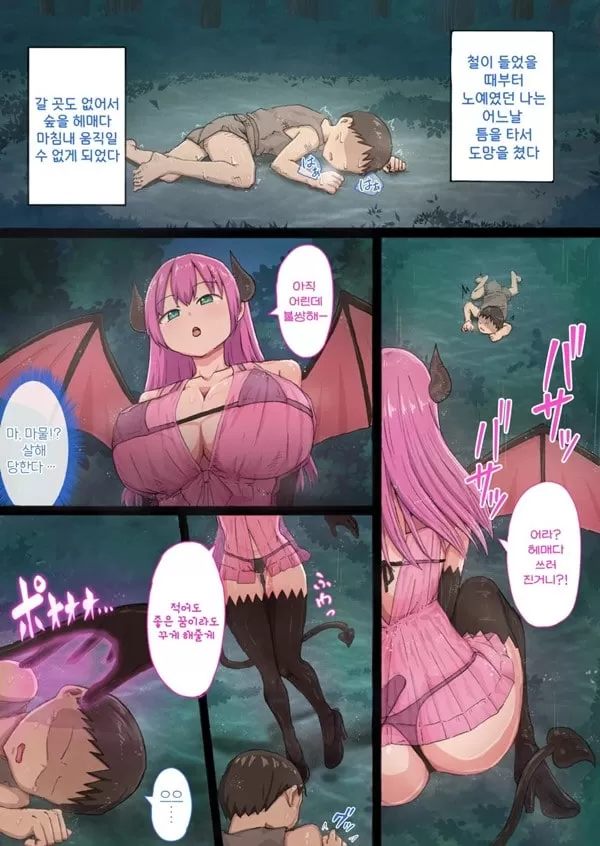 서큐버스 창관의 다락방 -데려온 소년과 견습 서큐버스 두명이 함께하는 다락방 성생활-