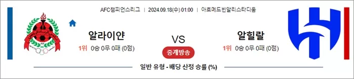 9월 17-18일 AFC챔피언스리그 6경기