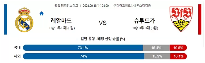 9월 18일 유럽 챔피언스리그 6경기