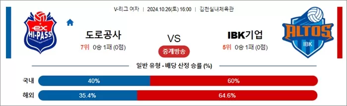 10월 26일 KOVO여 도로공사 IBK기업