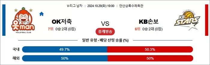 10월 29일 KOVO남 OK저축 KB손보