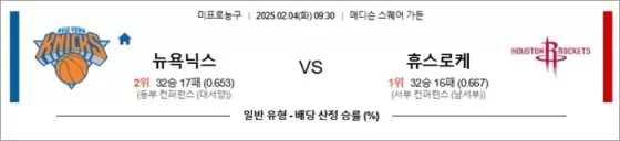 2월 04일 NBA 뉴욕닉스 vs 휴스로케